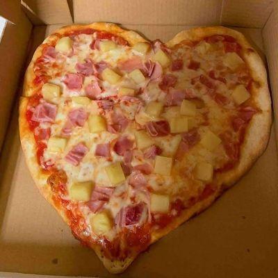 Hawaiian Heart Shaped Pizza