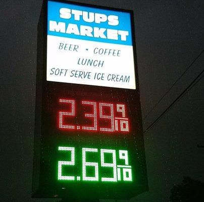 A look at the sign out front (gas prices vary, obviously!)