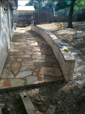 Back yard porch made of stone