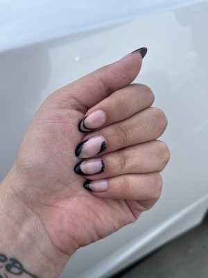 Black & Nude abstract design Nails by Christy