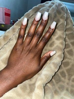 Full set with white powder and gel top coat, $40