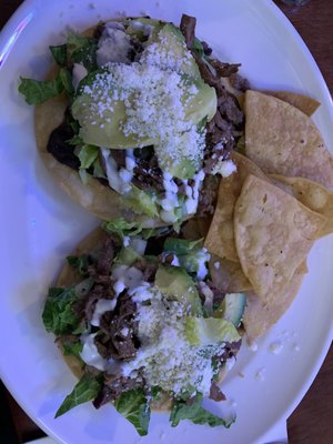 Tostadas with steak