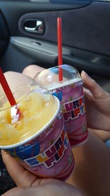 Pina Colada....and peach lemonade and strawberry sour patch kids slurpees