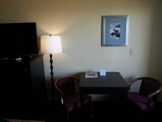 Table and tv in king room