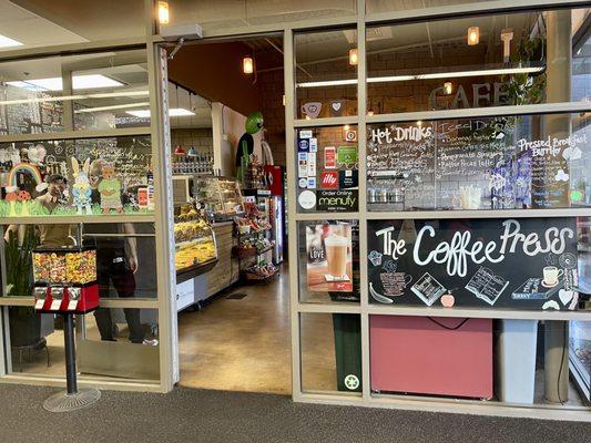 The coffee Press located inside the Library