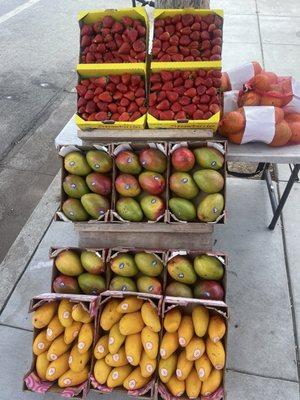 Fresh strawberries and mangos