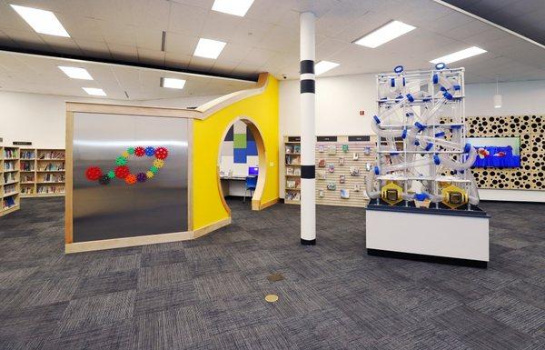 Air tubes and gear wall in the Kiwanis Kids Idea Studio