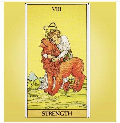 The STREGTH card corresponds with the sign of LEO in astrology (number 8)