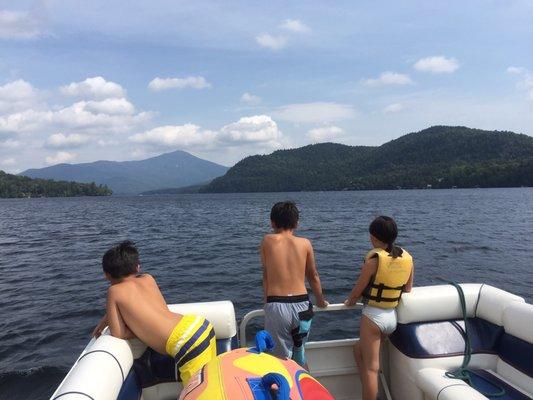 Beautiful boating day on lake placid