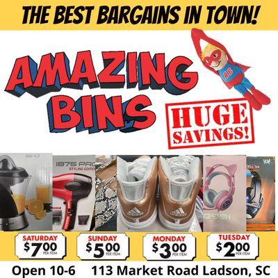 Huge savings at Amazing Bins