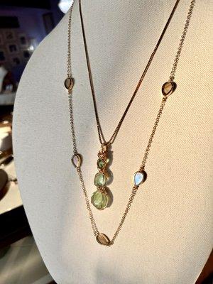 Hand wrapped Aquamarine and Tourmaline necklace