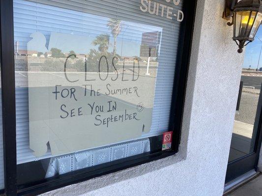 Wish I had known this- they are closed in the summer