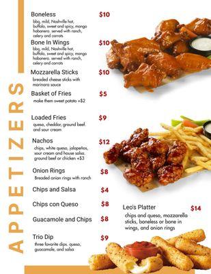 Appetizer menu