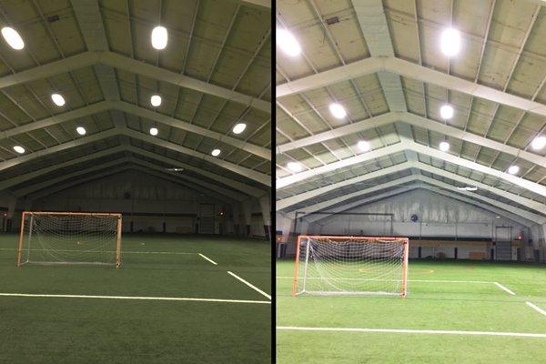 Force Sports facility Before & After LED upgrade facilitated by TPI.