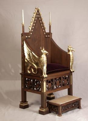 Finished Boender Throne Made of Black Walnut and gilded