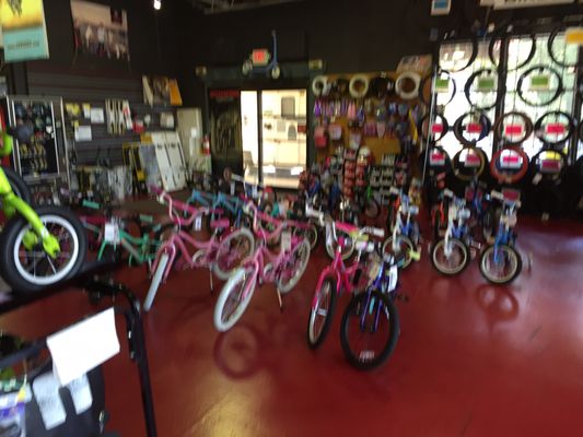 Large selection of children's bikes.