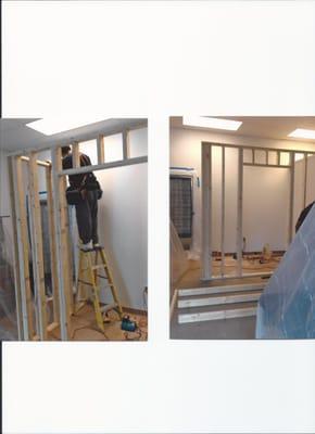 Framing a Custom Closet built for the The Tux 's Shoppe location in West Greenwich RI