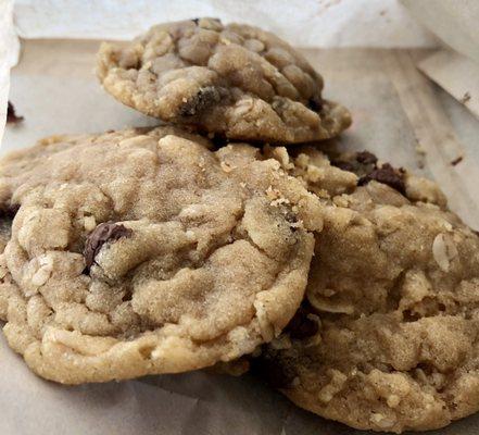 The owner's mom's recipe for oatmeal chocolate chip peanut butter cookies. :-)