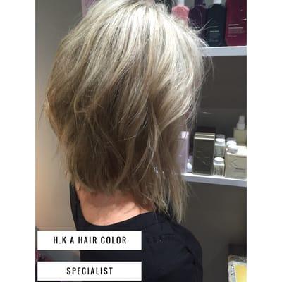 This is an angled Bob with a cool toned partial foil.