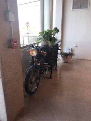 Cool motorcycle in the lobby