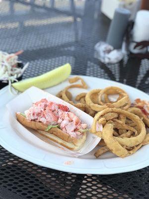 Lobster roll, onion rings, cole slaw and a pickle. It's was ok for having a lobster roll craving, not sure it was worth the $21