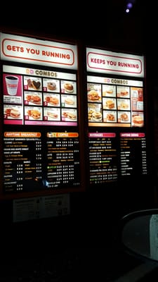 The drive thru menu board