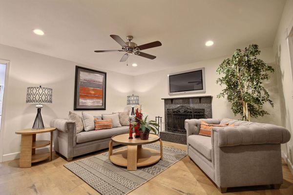 Cozy living room with fireplace