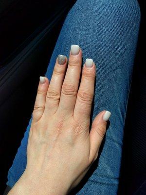 These nails are perfect. I wanted simple and sophisticated. Painted and filed perfectly, I am so happy!