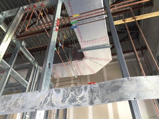 Duct work in open office space & copper lines