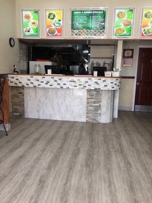 Nice counter and flooring!