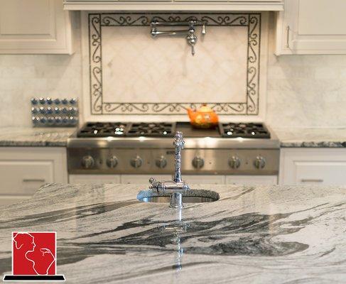 Viscount White Granite Island with Sink