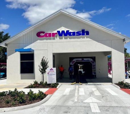 Car wash tunnel entrance.