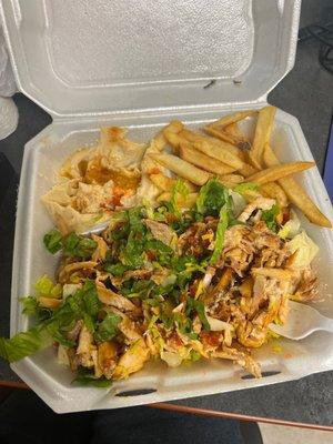 Chicken platter with Hummus and French fries