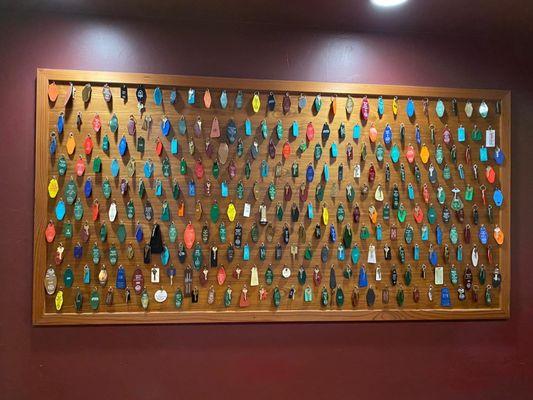 Keys on display in the lobby