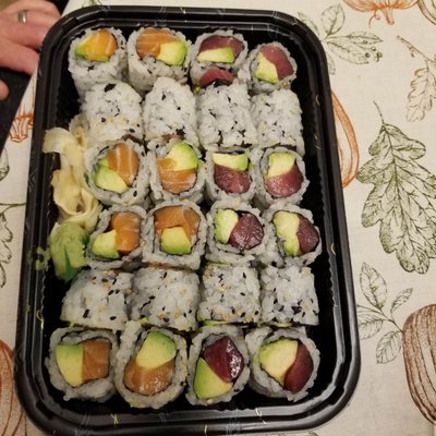 Salmon and avocado and Tuna and avocado rolls