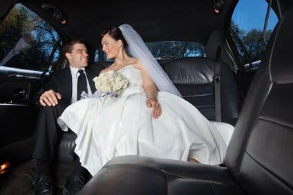 Newly Weds in a Limousine in Miami FL