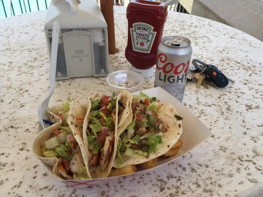 Blackened Fish Tacos went great with a cold beer!