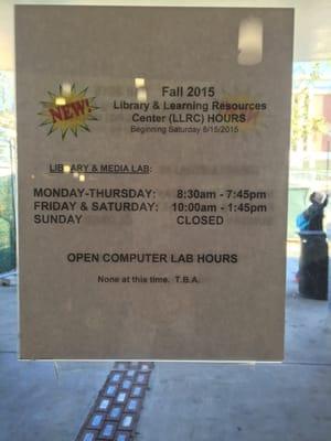 Fall 2015 hours