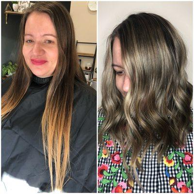 Before and after Cut and custom color by Katie Polistena