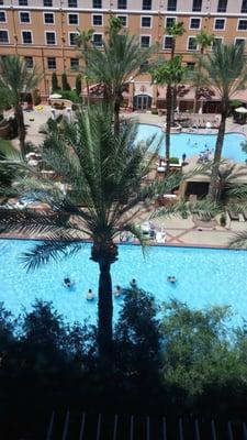 Grand Desert- Las Vegas. View from our room! Adult pool (18 and over) is on the bottom and family pool on the top.