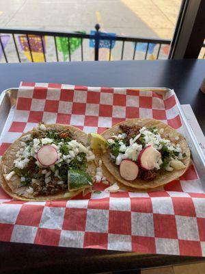 Tacos , Ground Beef and Mexican Sausage