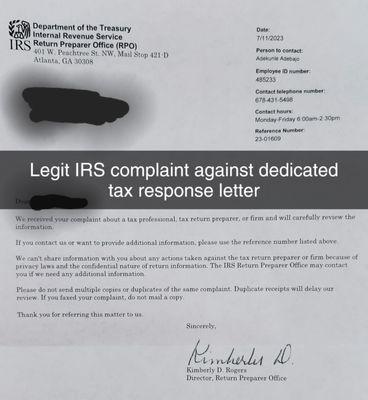 They stole my business paperwork file, never did my taxes, and then refused to return my file to me when I nicely asked for it.