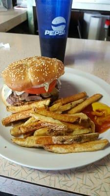 Mushroom burger and amazing hand cut fries!!