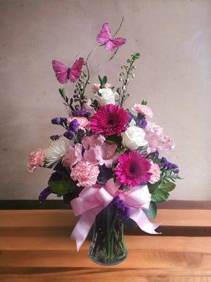 Breezy vase in pink, purple, and white