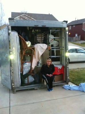 My whole apartment (including a queen bed AND giant living room set) fits in one cube!!