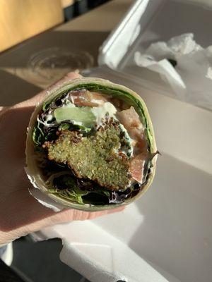 Falafel wrap is good!