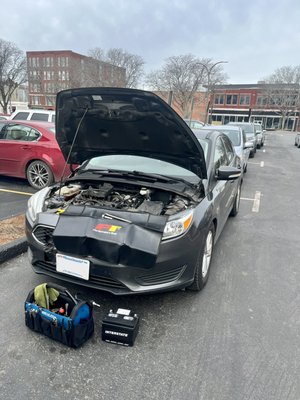 Car Battery Replacement near Lowell, MA. Battery delivery & installation service at a customers Home.