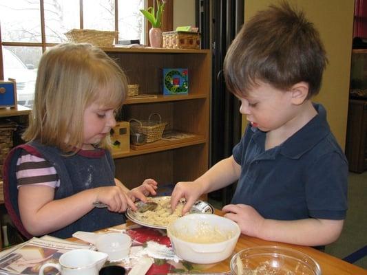 Children Making Biscuits, a Practical Life Activity