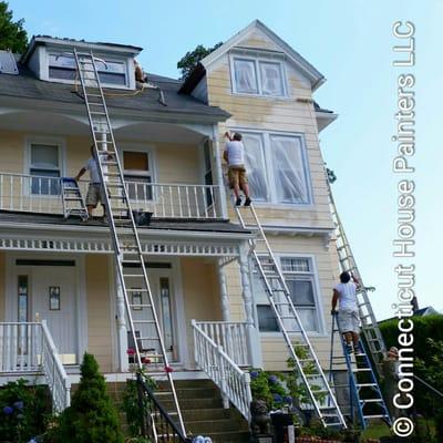 Cutting and Rolling exterior of this 3 story of 18th century house located in New London, CT #paintets http//:www.connectic...