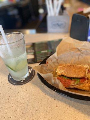 Drink: Dirty Hippie (cucumber lemonade with Deep Eddy lemon vodka)  Sandwich: The Dank with onions and peppers added